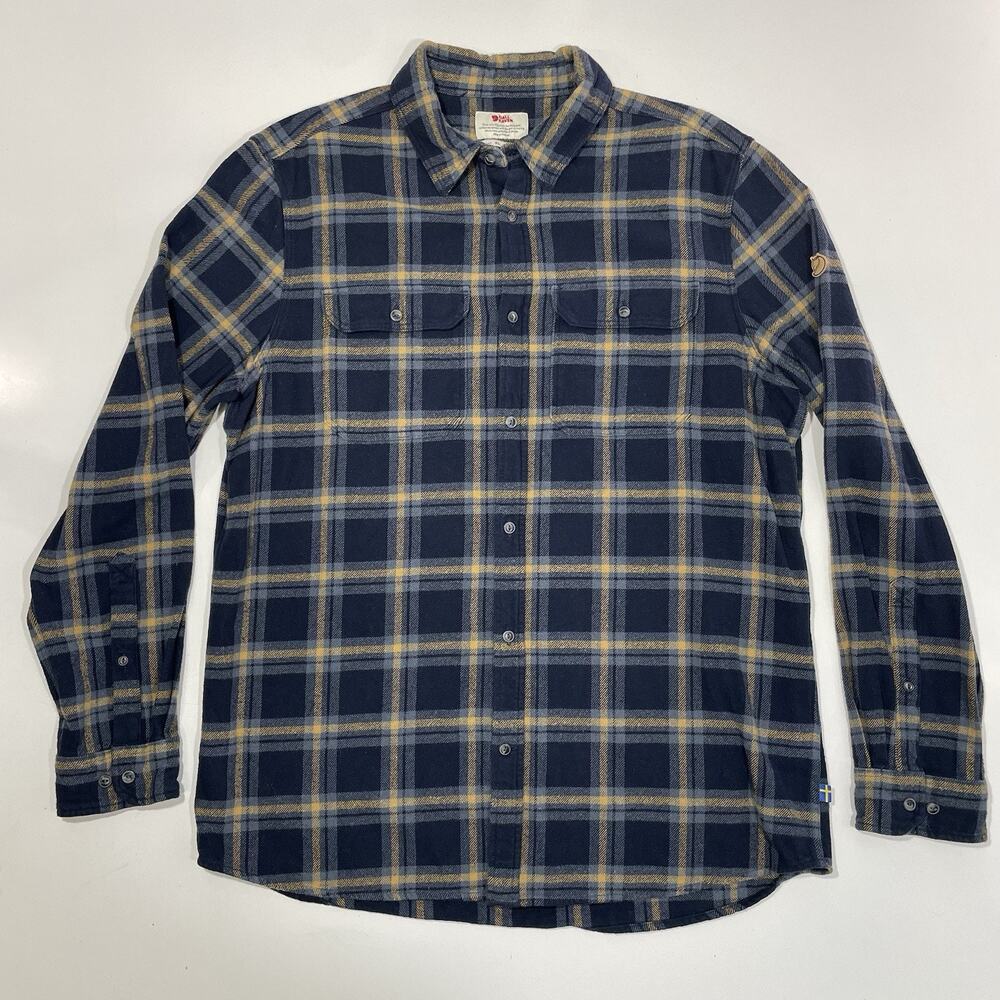 FjallRaven Men’s Ovik Heavy Flannel Shirt XL Dark Navy / Buckwheat Brown 82978
